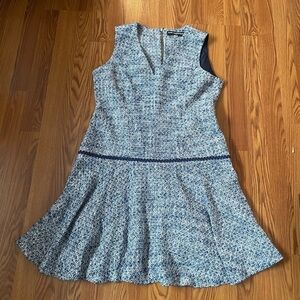 Vintage Karl Lagerfeld Paris Tweed Blue Dress Size 14 Academia Office Work